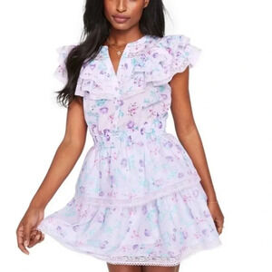 LoveShackFancy x Target Womens Small Lou Floral Purple Ruffle Babydoll Dress